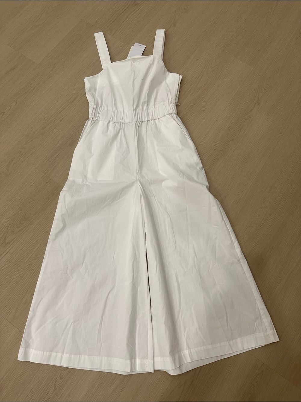 NWT Mango White  Wide-Leg Jumpsuit Cropped Capri XS Cotton Bridal